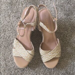 Altar'd State Metallic Gold Braided Wedge Sandals
